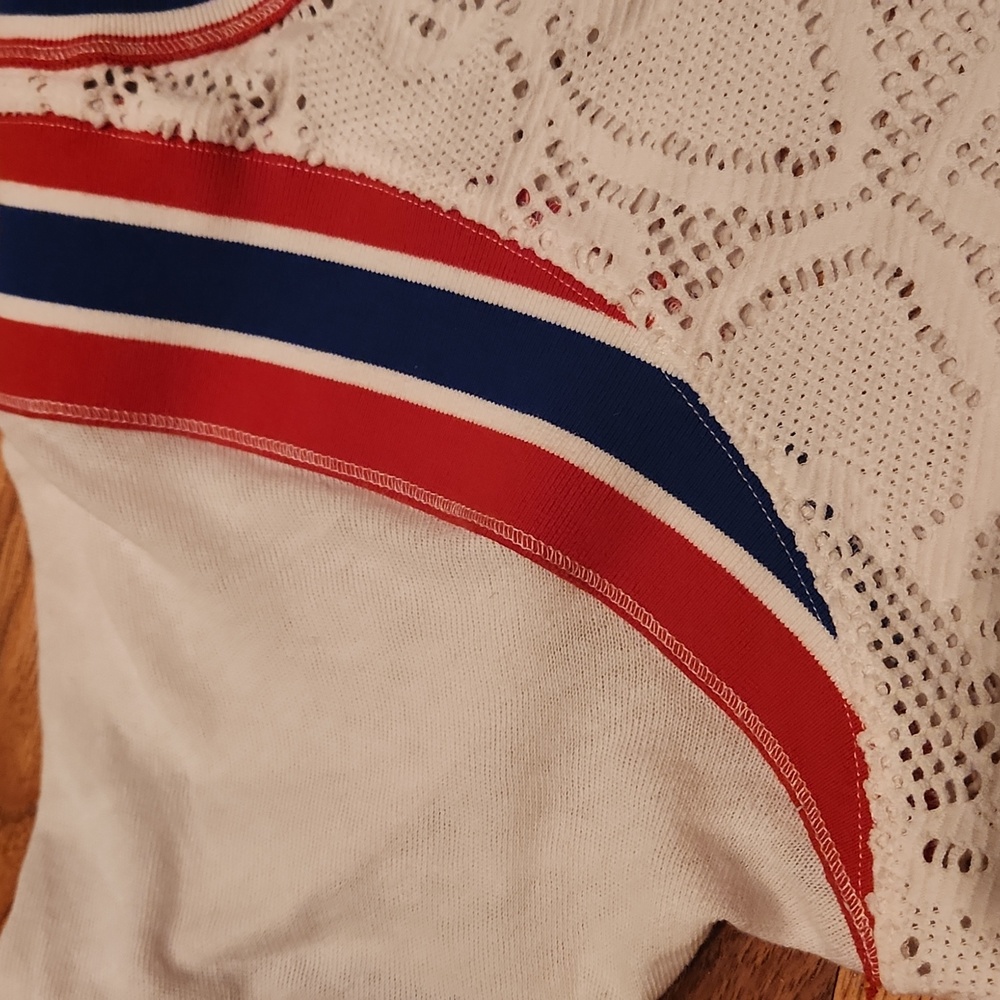 WE THE FREE red, White, And Blue Lace Top Womans Size Small - Picture 3 of 7